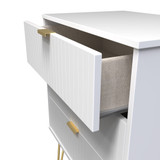 Linear White 3 Drawer Midi Chest with Gold Hairpin Legs