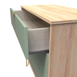 Linear Reed Green and Bardolino 3 Drawer Chest with Gold Hairpin Legs
