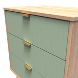 Linear Reed Green and Bardolino 3 Drawer Midi Chest with Gold Hairpin Legs