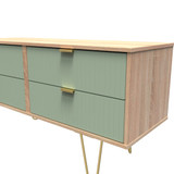 Linear Reed Green and Bardolino 4 Drawer Bed Box with Gold Hairpin Legs