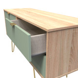 Linear Reed Green and Bardolino 4 Drawer Bed Box with Gold Hairpin Legs