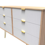 Linear White and Bardolino Oak 5 Drawer Chest with Gold Hairpin Legs