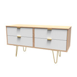 Linear White and Bardolino Oak 4 Drawer Bed Box with Gold Hairpin Legs