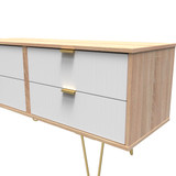 Linear White and Bardolino Oak 4 Drawer Bed Box with Gold Hairpin Legs