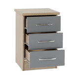Nevada Grey and Oak 3 Drawer Bedside Cabinet