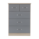 Nevada Grey and Oak 3+2 Drawer Chest