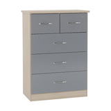 Nevada Grey and Oak 3+2 Drawer Chest