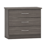 Nevada Black Wood Grain Oak 3 Drawer Chest