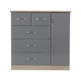 Nevada Grey and Oak 5 Drawer Low Wardrobe