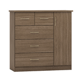 Nevada Rustic Oak 5 Drawer Low Wardrobe