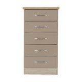 Nevada Oyster and Oak 5 Drawer Narrow Chest