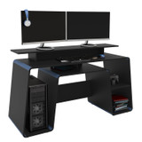 Onyx Black and Blue Gaming Computer Desk