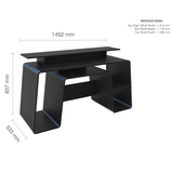 Onyx Black and Blue Gaming Computer Desk Dimensions