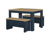 Highgate Navy Blue Dining Table & Bench Set