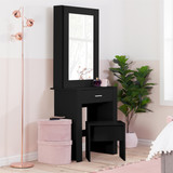 Evelyn Black 1 Drawer Sliding Mirror Dressing Table Set