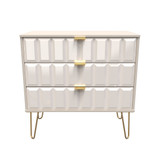 Cube Kashmir Gloss 3 Drawer Chest with Gold Hairpin Legs