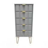 Cube Shadow Matt 5 Drawer Bedside Cabinet with Gold Hairpin Legs