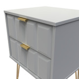 Cube Shadow Matt 2 Drawer Bedside Cabinet with Gold Hairpin Legs