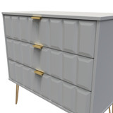 Cube Shadow Matt 3 Drawer Chest with Gold Hairpin Legs