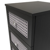 Rattan Black Ash 3 Drawer Bedside Cabinet