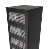 Rattan Black Ash 4 Drawer Bedside Cabinet