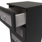 Rattan Black Ash 5 Drawer Bedside Cabinet