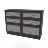 Rattan Black Ash 6 Drawer Chest