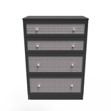 Rattan Black Ash 4 Drawer Deep Chest