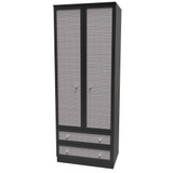 Rattan Black Ash 2 Door 2 Drawer Wardrobe