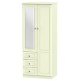 Pembroke Cream 1 Door 3 Drawer Mirrored Wardrobe