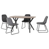 Athens Oak Effect Dining Set with 4 Lukas Grey Velvet Chairs 