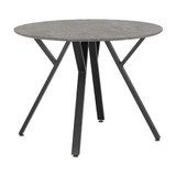 Athens Concrete and Black Round Dining Set with 4 Grey Chairs