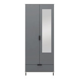Madrid Grey and White Gloss 2 Door 1 Drawer Mirrored Wardrobe