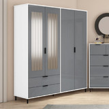 Madrid Grey and White Gloss 4 Door 2 Drawer Mirrored Wardrobe 