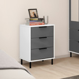 Madrid Grey and White Gloss 3 Drawer Bedside