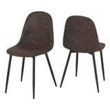 Pair of Athens Brown Faux Leather Dining Chairs