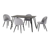 Marlow Black Marble Effect Dining Table with 4 Grey Velvet Dining Chairs