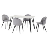 Marlow Marble Effect Dining  Table with 4 Grey Velvet Dining Chairs