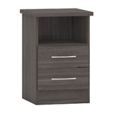 Nevada Black Wood Grain 2 Drawer Bedside Cabinet