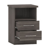 Nevada Black Wood Grain Effect 2 Drawer Bedside Cabinet