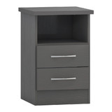 Nevada Grey 3D Effect 2 Drawer Bedside