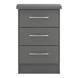 Nevada Grey 3D Effect 3 Drawer Bedside