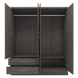 Nevada Black Wood Grain 4 Door 2 Drawer Mirrored Wardrobe