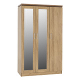 Charles Oak Effect 3 Door All Hanging Wardrobe