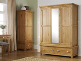 Woburn Solid Oak 3 Door 2 Drawer Wardrobe