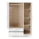 Nevada White Gloss 3 Door 2 Drawer Mirrored Wardrobe