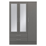 Nevada Grey 3D Effect 3 Door 2 Drawer Mirrored Wardrobe