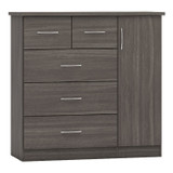 Nevada Black Wood Grain 5 Drawer Low Wardrobe