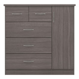 Nevada Black Wood Grain 5 Drawer Low Wardrobe