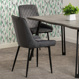 Quebec Straight Edge Dining Set with 4 Grey Velvet Avery Chairs